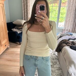 Doen Pointelle Long Sleeve Top - Ivory